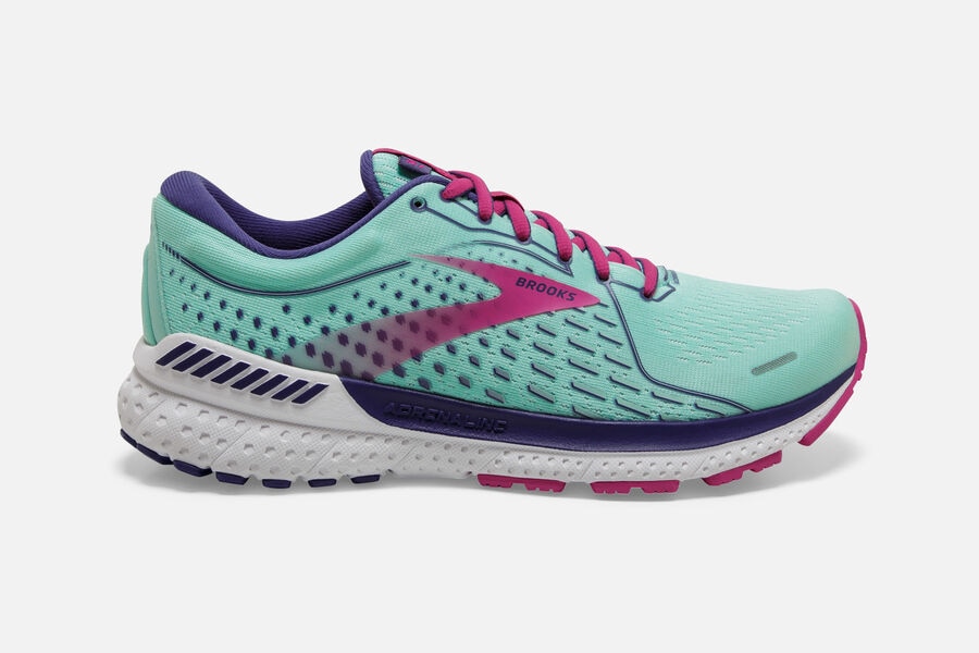 Brooks Adrenaline GTS 21 Road Running Shoes Womens Turquoise/Pink 481037-IHA